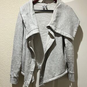 Zella Light Gray Open-Front Draped Sweatshirt